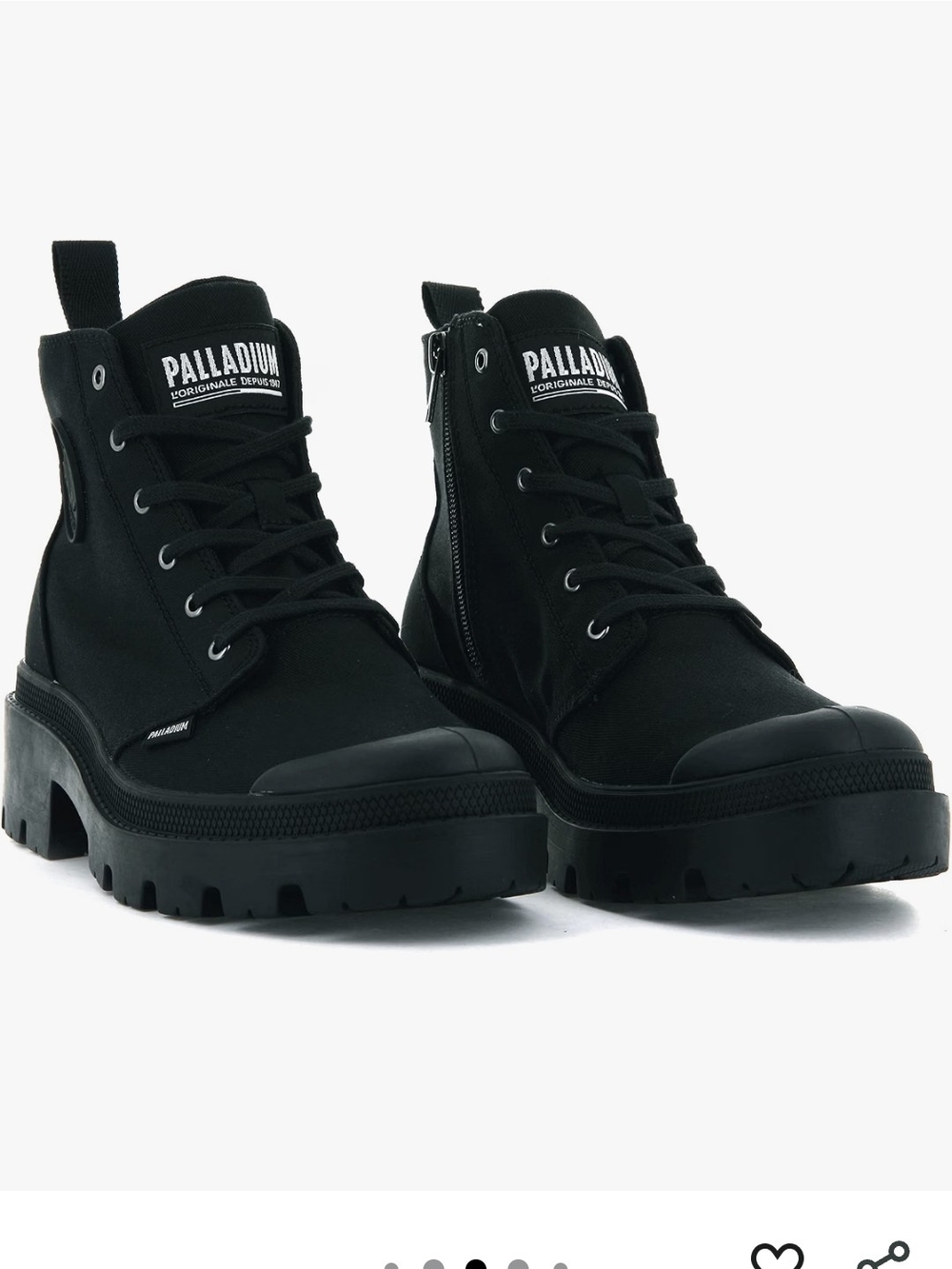 Palladium Women's Black Lace-Up Twill Ankle Combat Boots